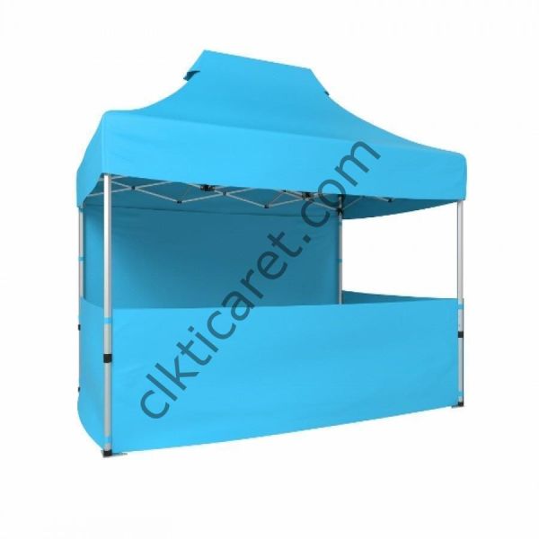 CLK 2x3 40mm Alüminyum Katlanabilir Tente Gazebo Çadır 3 Kenar Yarım 1 Tam Duvar Açık Mavi (Turkuaz)