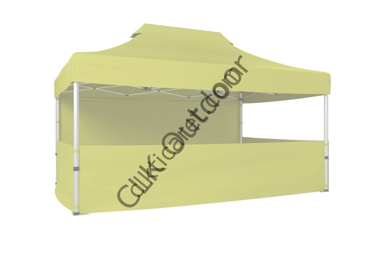 CLK 2x3 40 mm Katlanabilir Tente Gazebo Çadır Gazebo Çadır 1 Tam Duvar 3 Yarım Duvar Krem