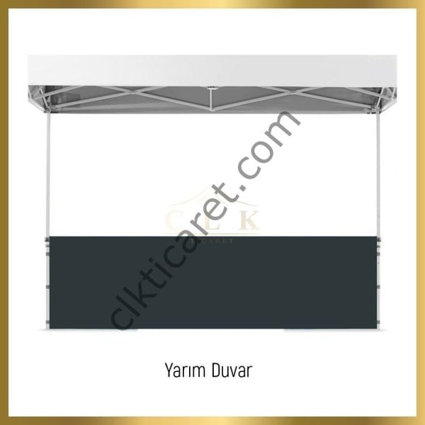 CLK 3x6 40 mm Katlanabilir Tente Gazebo Çadır Gazebo Çadır 3 Kenar Yarım Duvarlı Açık Gri