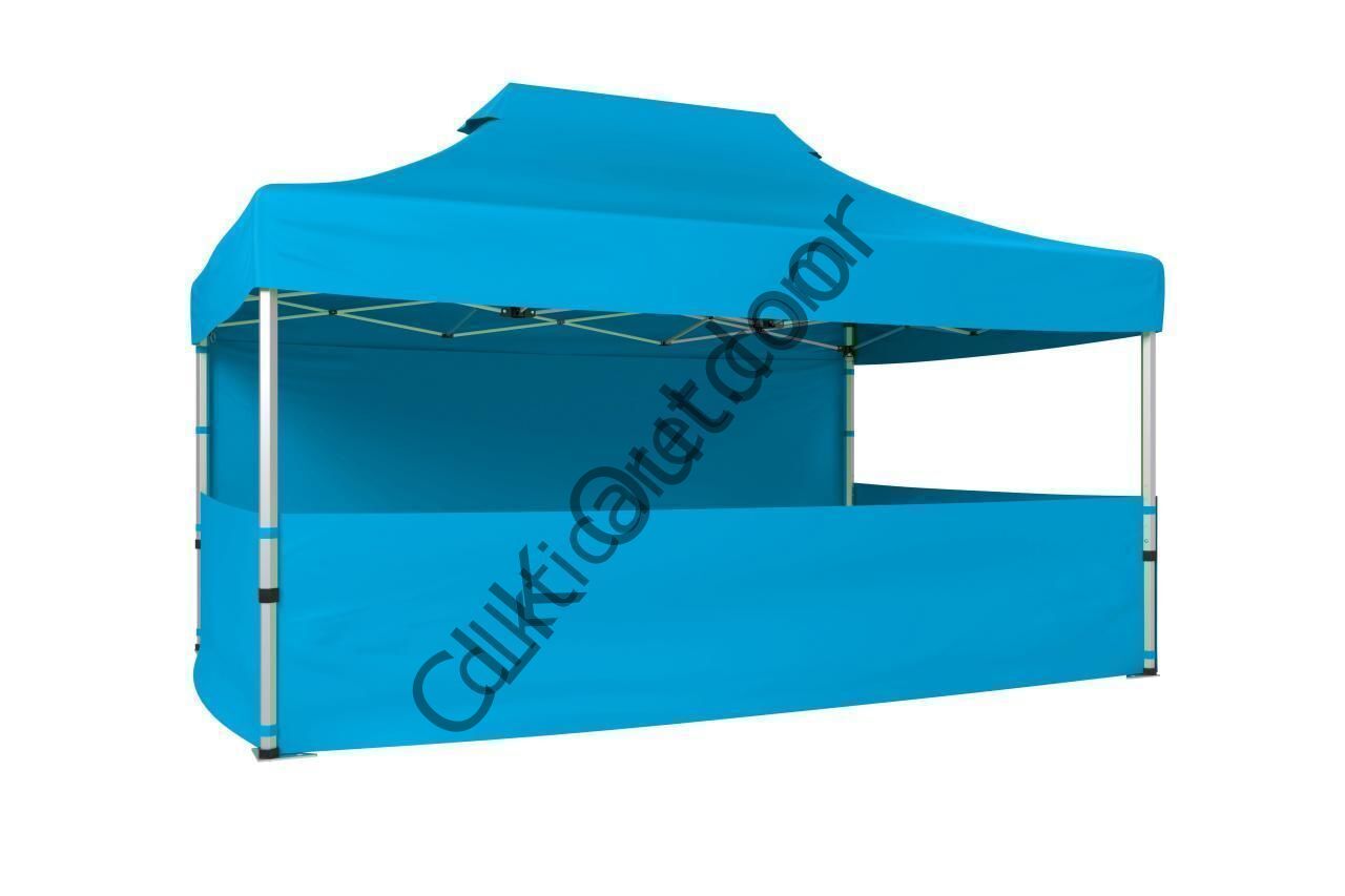 CLK 2x3 40 mm Katlanabilir Tente Gazebo Çadır Gazebo Çadır 1 Tam Duvar 3 Yarım Duvar Açık Mavi (Turkuaz)