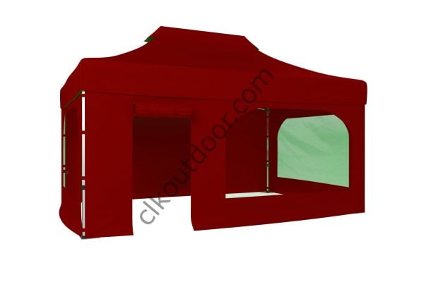 CLK 4x6 40 mm Katlanabilir Tente Gazebo Çadır Gazebo Çadır 2 Yan Pencereli 1 Yan Aksesuarsız 1 Yan Kapı ve Pencereli Bordo