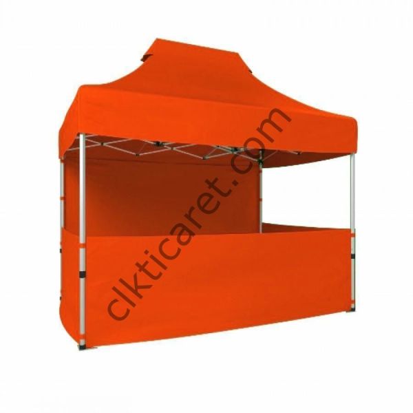 CLK 2x3 40mm Alüminyum Katlanabilir Tente Gazebo Çadır 3 Kenar Yarım 1 Tam Duvar Turuncu