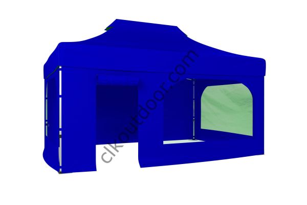 CLK 4x6 40 mm Katlanabilir Tente Gazebo Çadır Gazebo Çadır 2 Yan Pencereli 1 Yan Aksesuarsız 1 Yan Kapı ve Pencereli Saks Mavi