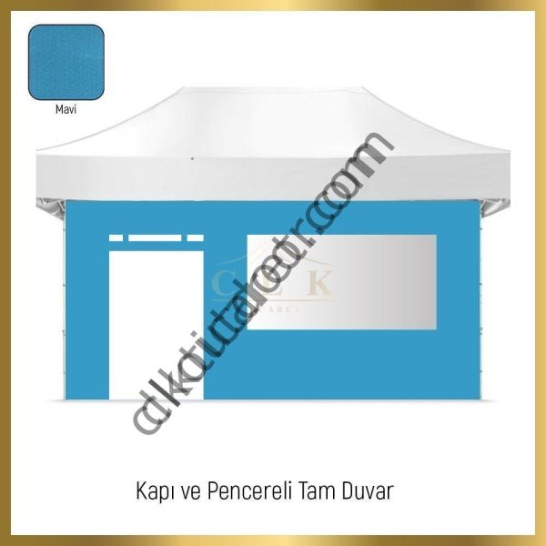 CLK 4x6 40 mm Katlanabilir Tente Gazebo Çadır Gazebo Çadır 2 Yan Pencereli 1 Yan Aksesuarsız 1 Yan Kapı ve Pencereli Beyaz