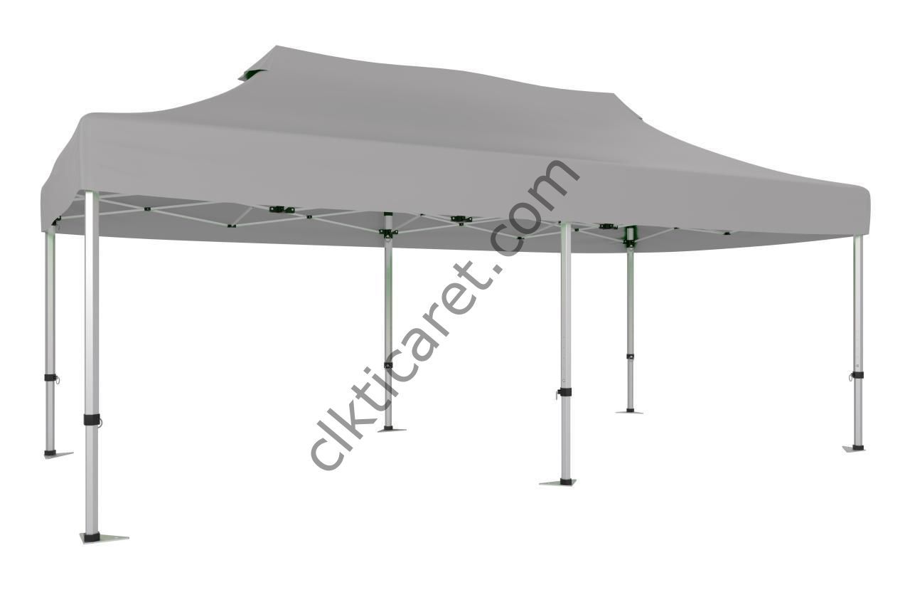 CLK 3x6 52mm Kalın Alüminyum Katlanabilir Tente Portatif Gazebo Çadır Açık Gri