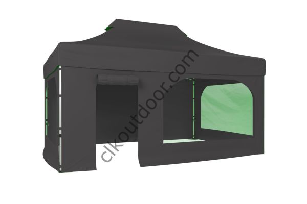 CLK 4x6 40 mm Katlanabilir Tente Gazebo Çadır Gazebo Çadır 2 Yan Pencereli 1 Yan Aksesuarsız 1 Yan Kapı ve Pencereli Gri