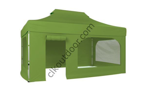 CLK 4x6 40 mm Katlanabilir Tente Gazebo Çadır Gazebo Çadır 2 Yan Pencereli 1 Yan Aksesuarsız 1 Yan Kapı ve Pencereli Haki Askeri Yeşil