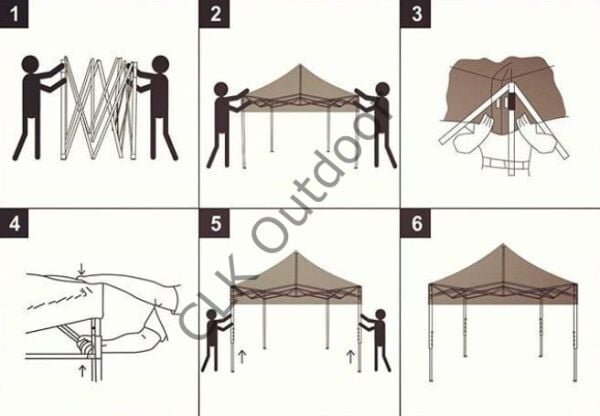 CLK 2x3 40 mm Katlanabilir Tente Gazebo Çadır Gazebo Çadır 2 Yan Pencereli 1 Yan Aksesuarsız 1 Yan Kapı ve Pencereli