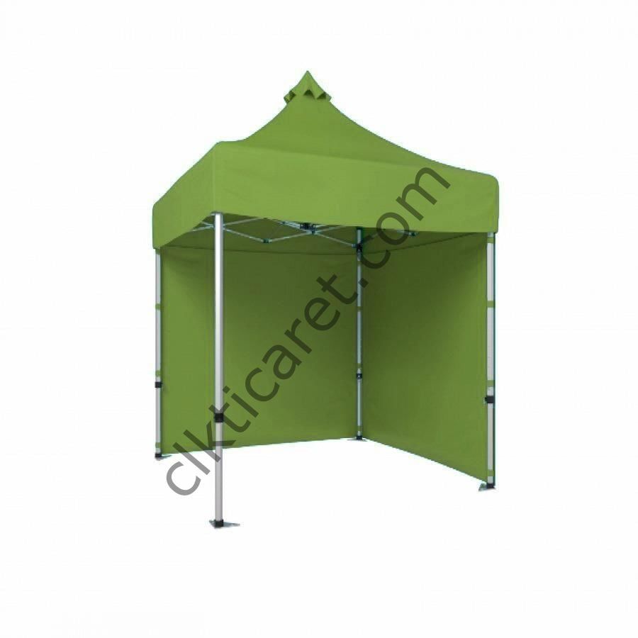 CLK 2x2 Katlanabilir Tente Gazebo Portatif Çadır 30 mm 2 Yan Kapalı Haki Askeri Yeşil