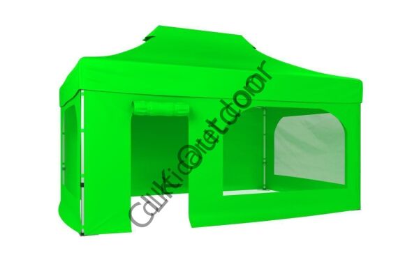 CLK 2x3 40 mm Katlanabilir Tente Gazebo Çadır Gazebo Çadır 2 Yan Pencereli 1 Yan Aksesuarsız 1 Yan Kapı ve Pencereli Açık Yeşil