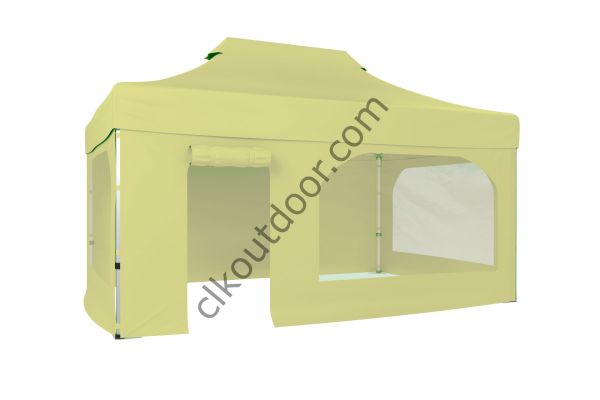 CLK 4x6 40 mm Katlanabilir Tente Gazebo Çadır Gazebo Çadır 2 Yan Pencereli 1 Yan Aksesuarsız 1 Yan Kapı ve Pencereli Bej
