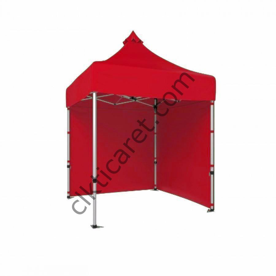 CLK 2x2 Katlanabilir Tente Gazebo Portatif Çadır 30 mm 2 Yan Kapalı Kırmızı