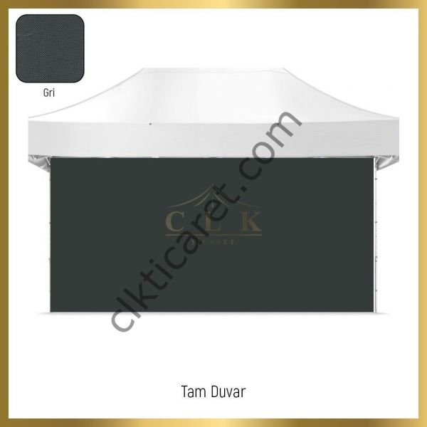 CLK 3x6 40 mm Katlanabilir Tente Gazebo Çadır Gazebo Çadır 3 Yan Duvarlı 2 Pencereli Açık Gri