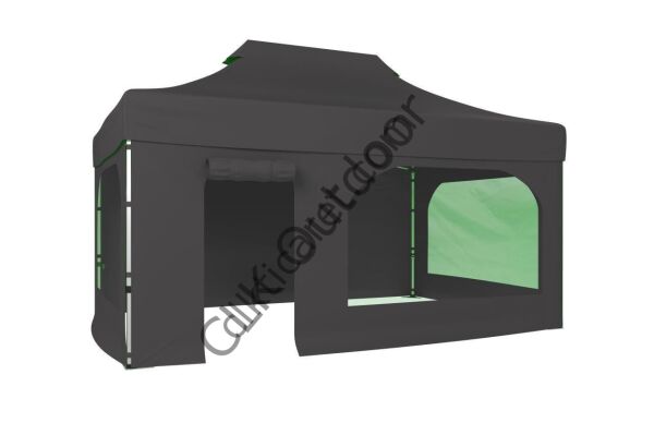 CLK 2x3 40 mm Katlanabilir Tente Gazebo Çadır Gazebo Çadır 2 Yan Pencereli 1 Yan Aksesuarsız 1 Yan Kapı ve Pencereli Gri