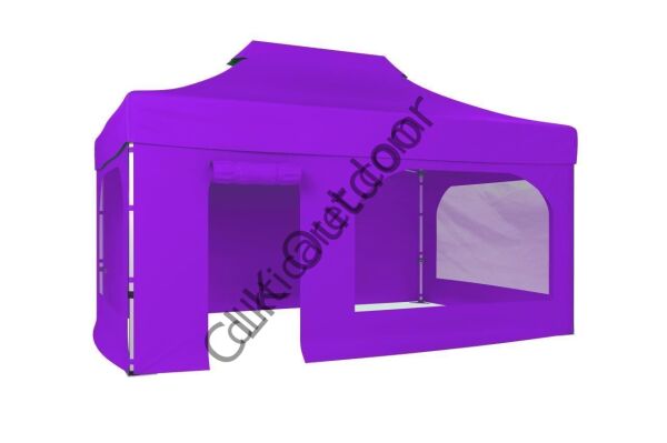 CLK 2x3 40 mm Katlanabilir Tente Gazebo Çadır Gazebo Çadır 2 Yan Pencereli 1 Yan Aksesuarsız 1 Yan Kapı ve Pencereli Lila