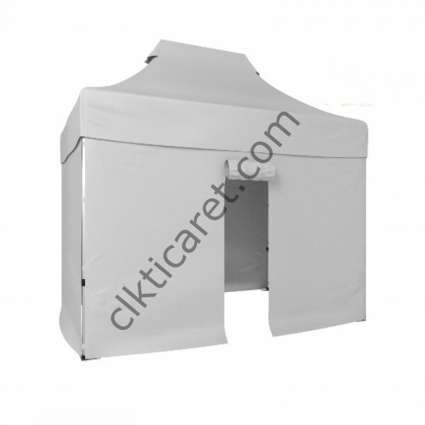 CLK 2x3 40mm Alüminyum Katlanabilir Tente Gazebo Çadır 4 Kenar Kapalı 1 Kenar Kapı Beyaz