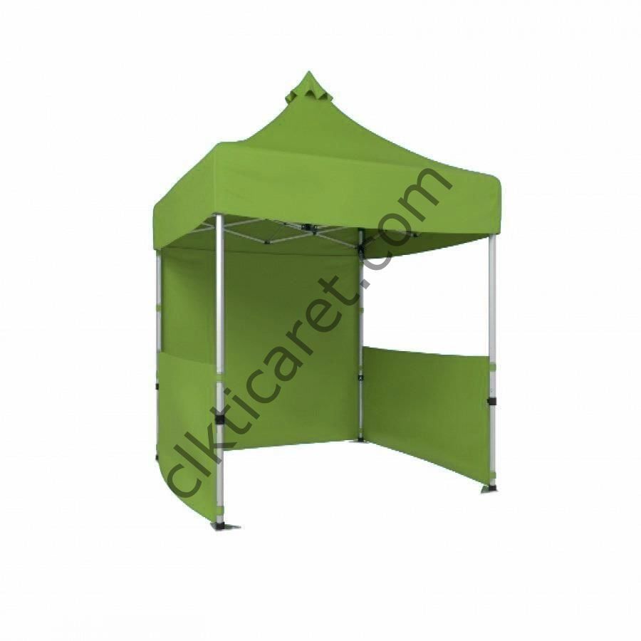CLK 2x2 Katlanabilir Tente Gazebo Portatif Çadır 1 Tam Duvar 2 Yarım Duvar Haki Askeri Yeşil