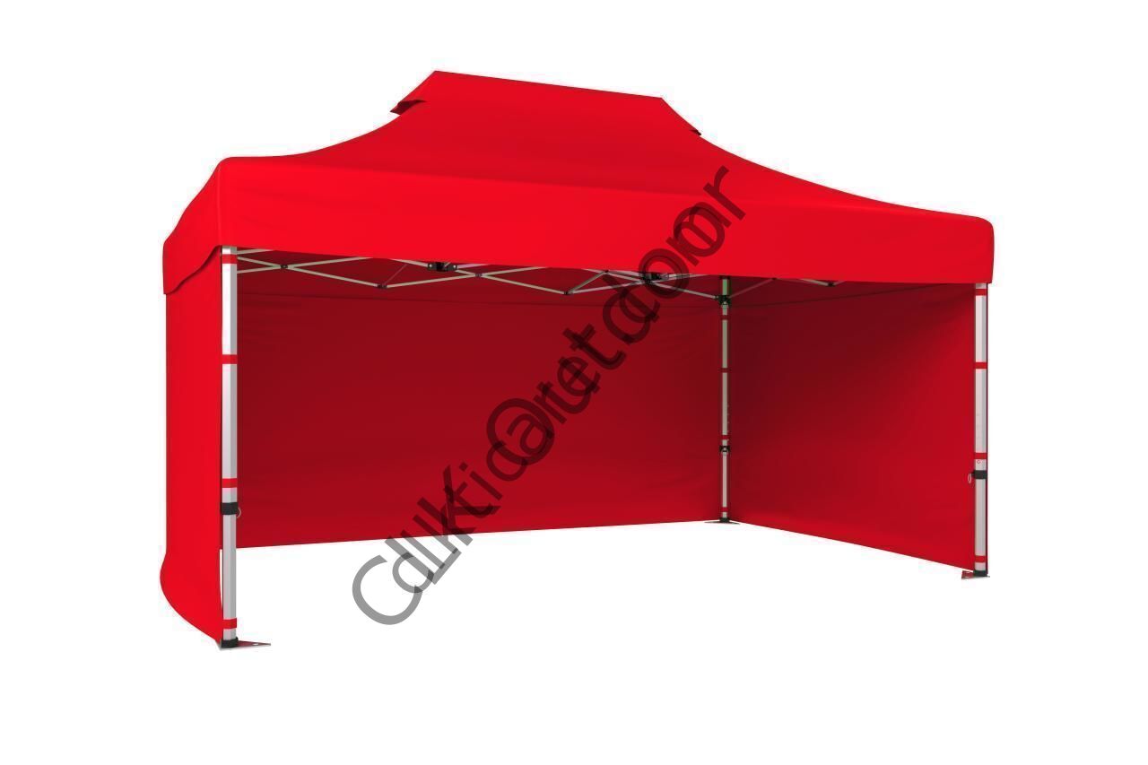 CLK 2x3 40 mm Katlanabilir Tente Gazebo Çadır Gazebo Çadır 3 Yan Kapalı Kırmızı
