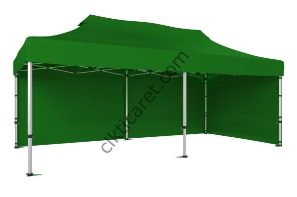 CLK 3x6 40 mm Katlanabilir Tente Gazebo Çadır Gazebo Çadır 2 Yan Kapalı Benetton Yeşil