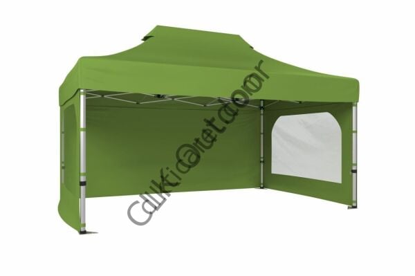 CLK 2x3 40 mm Katlanabilir Tente Gazebo Çadır Gazebo Çadır 3 Yan Duvarlı 2 Pencereli Haki Askeri Yeşil