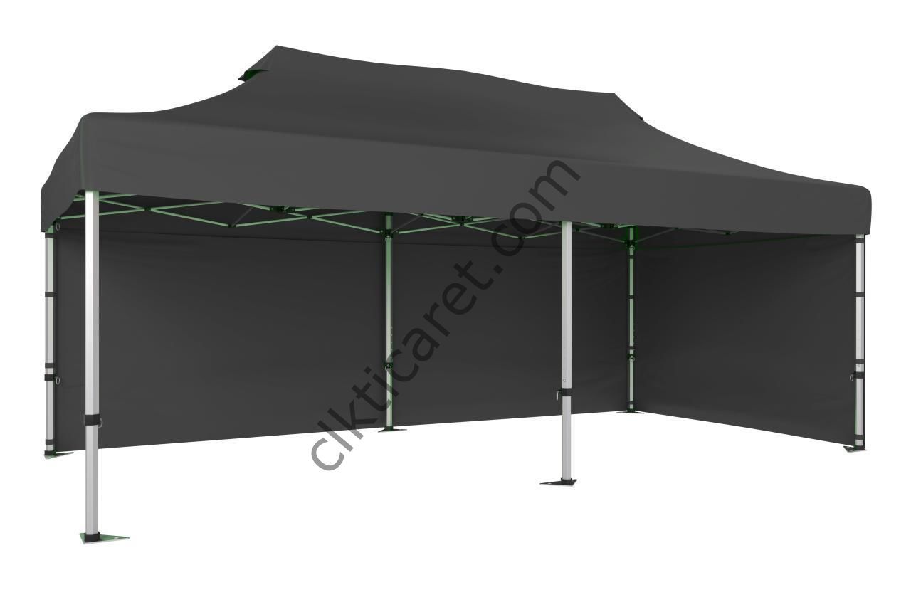 CLK 3x6 40 mm Katlanabilir Tente Gazebo Çadır Gazebo Çadır 2 Yan Kapalı Gri