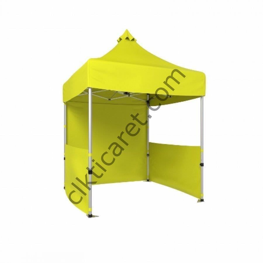 CLK 2x2 Katlanabilir Tente Gazebo Portatif Çadır 1 Tam Duvar 2 Yarım Duvar Sarı