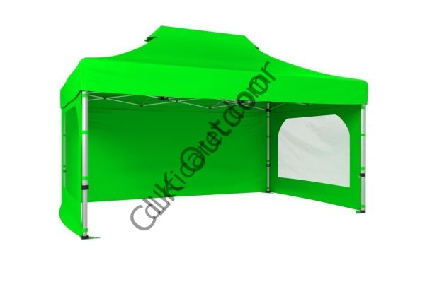 CLK 2x3 40 mm Katlanabilir Tente Gazebo Çadır Gazebo Çadır 3 Yan Duvarlı 2 Pencereli Açık Yeşil