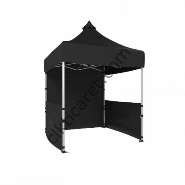 CLK 2x2 Katlanabilir Tente Gazebo Portatif Çadır 1 Tam Duvar 2 Yarım Duvar Siyah
