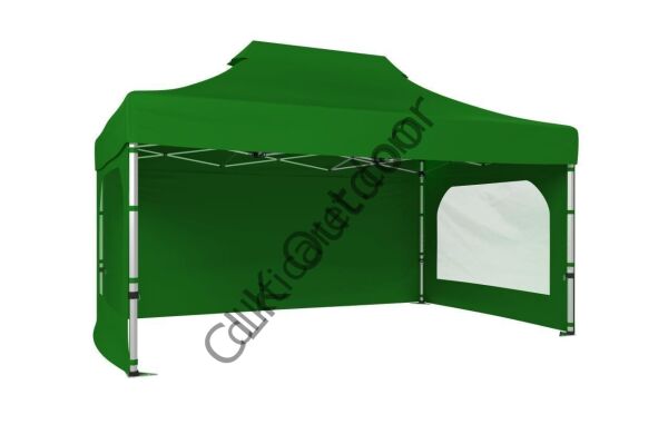 CLK 2x3 40 mm Katlanabilir Tente Gazebo Çadır Gazebo Çadır 3 Yan Duvarlı 2 Pencereli Benetton Yeşil