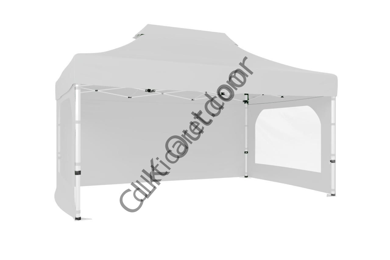 CLK 2x3 40 mm Katlanabilir Tente Gazebo Çadır Gazebo Çadır 3 Yan Duvarlı 2 Pencereli Beyaz