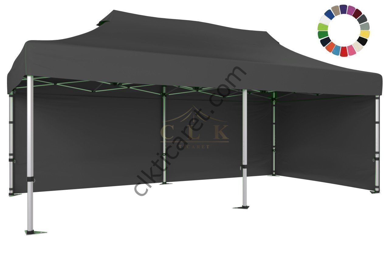 CLK 3x6 40 mm Katlanabilir Tente Gazebo Çadır Gazebo Çadır 2 Yan Kapalı Lacivert