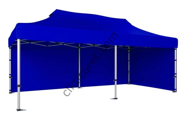 CLK 3x6 40 mm Katlanabilir Tente Gazebo Çadır Gazebo Çadır 2 Yan Kapalı Saks Mavi