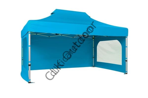 CLK 2x3 40 mm Katlanabilir Tente Gazebo Çadır Gazebo Çadır 3 Yan Duvarlı 2 Pencereli Açık Mavi (Turkuaz)