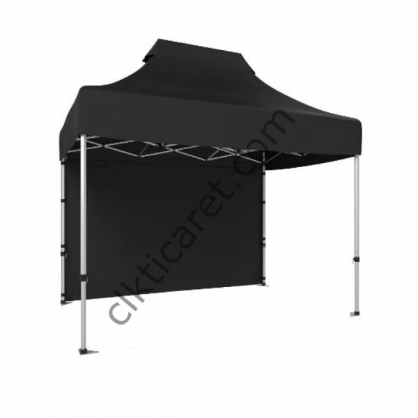 CLK 2x3 Katlanabilir Tente Gazebo Portatif Çadır Arkası Kapalı Siyah