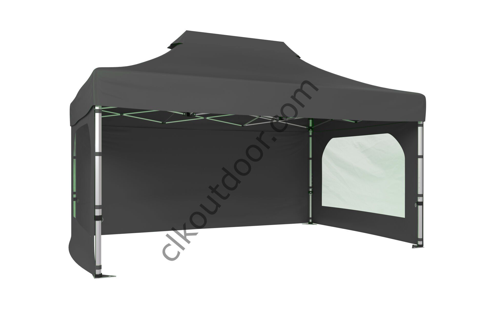 CLK 4x6 40 mm Katlanabilir Tente Gazebo Çadır Gazebo Çadır 3 Yan Duvarlı 2 Pencereli Gri