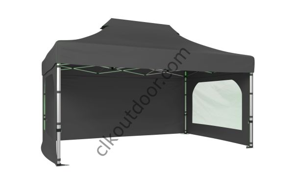CLK 4x6 40 mm Katlanabilir Tente Gazebo Çadır Gazebo Çadır 3 Yan Duvarlı 2 Pencereli Gri