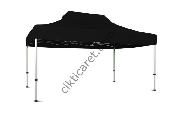 CLK 3x4,5 52mm Kalın Alüminyum Katlanabilir Tente Gazebo Çadır Siyah