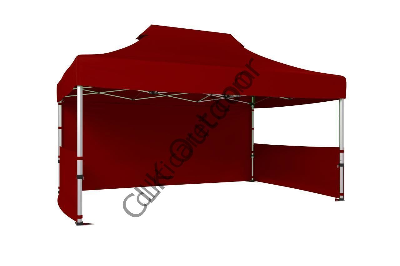 CLK 2x3 40 mm Katlanabilir Tente Gazebo Çadır 1 Tam Duvar 2 Yarım Duvar Bordo