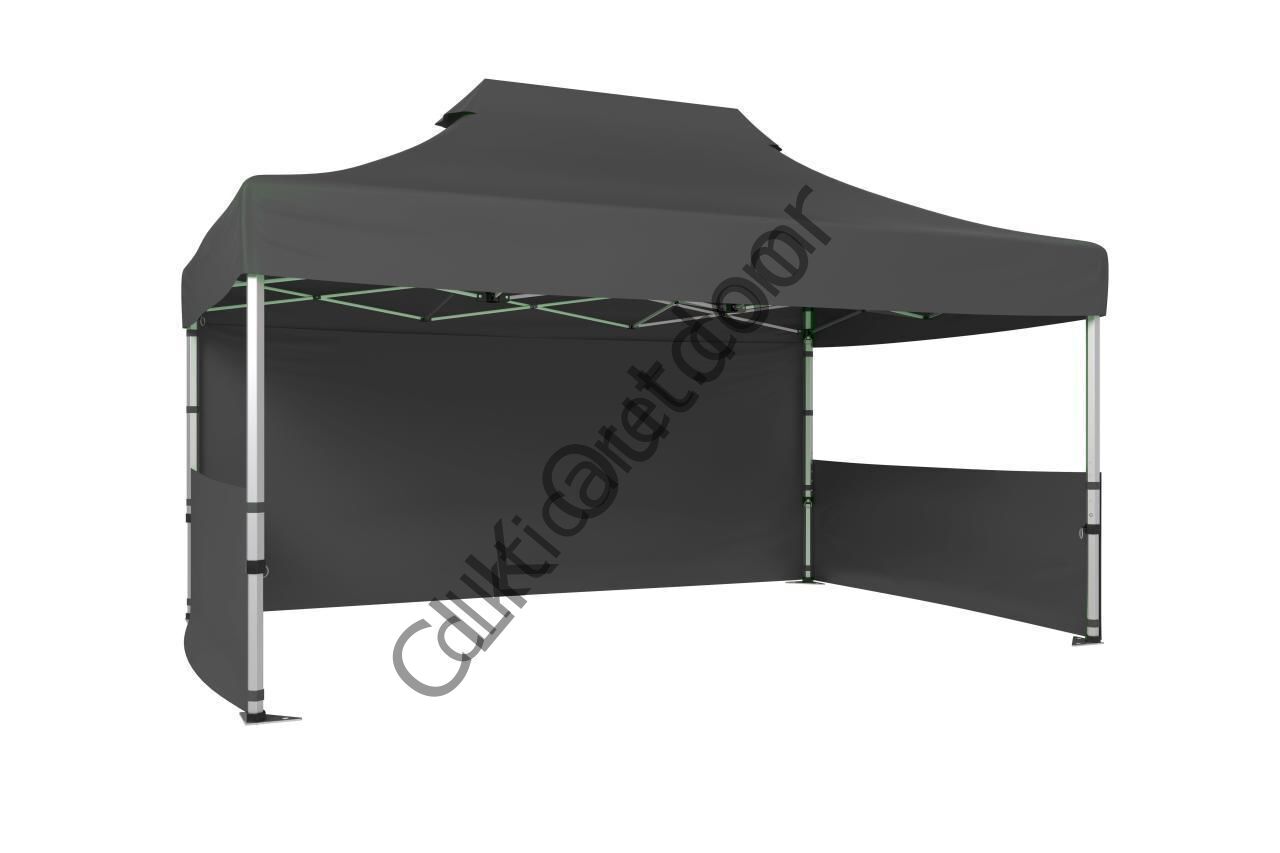 CLK 2x3 40 mm Katlanabilir Tente Gazebo Çadır 1 Tam Duvar 2 Yarım Duvar Gri