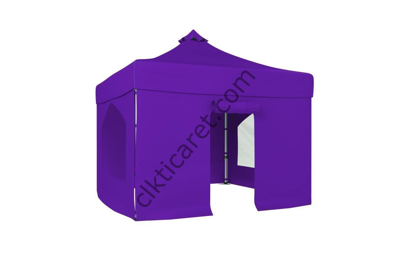 CLK 4x4 52mm Kalın Alüminyum Katlanabilir Tente Gazebo Çadır 2 Yan Pencereli 1 Yan Aksesuarsız 1 Yan Kapılı Mor