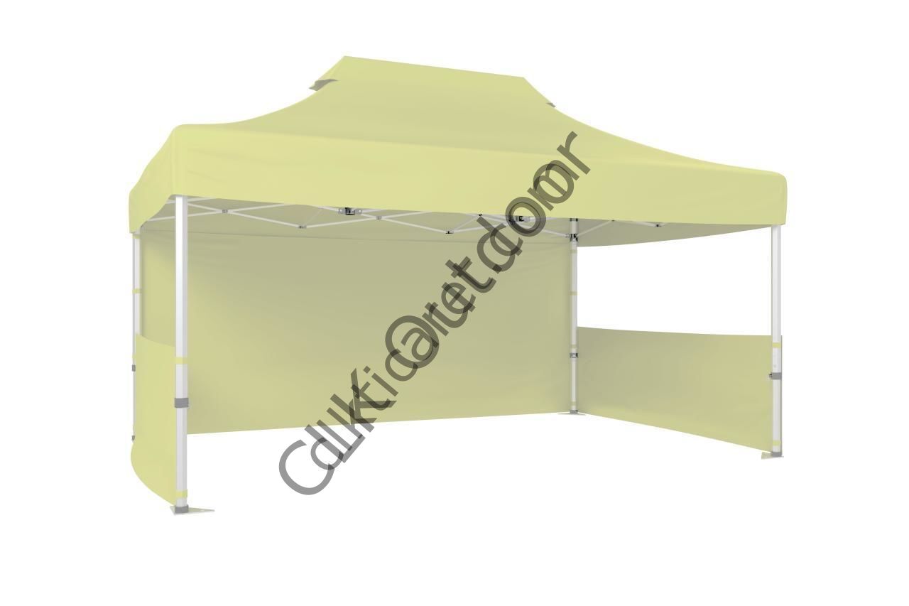 CLK 2x3 40 mm Katlanabilir Tente Gazebo Çadır 1 Tam Duvar 2 Yarım Duvar Krem