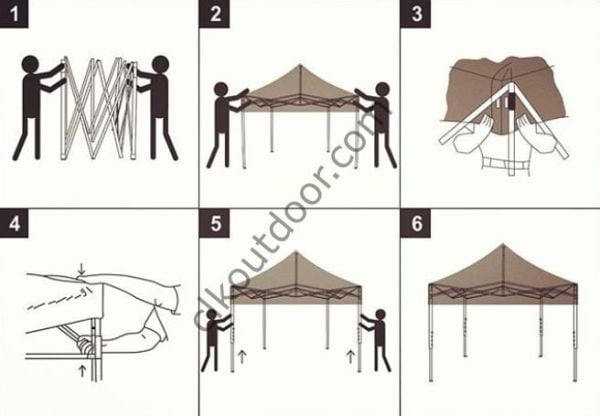 CLK 4x6 40 mm Katlanabilir Tente Gazebo Çadır Gazebo Çadır 2 Yan Kapalı Turuncu
