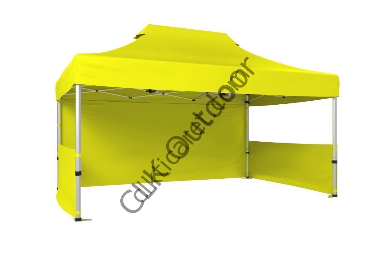CLK 2x3 40 mm Katlanabilir Tente Gazebo Çadır 1 Tam Duvar 2 Yarım Duvar Sarı