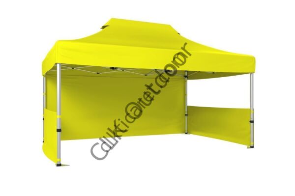 CLK 2x3 40 mm Katlanabilir Tente Gazebo Çadır 1 Tam Duvar 2 Yarım Duvar Sarı