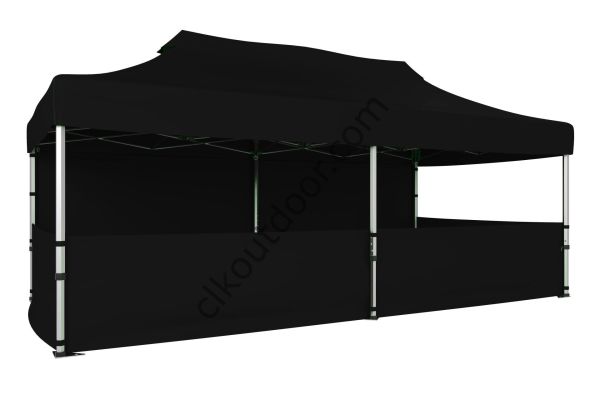 CLK 4x8 40 mm Katlanabilir Tente Gazebo Çadır Gazebo Çadır 1 Tam Duvar 3 Yarım Duvar Siyah