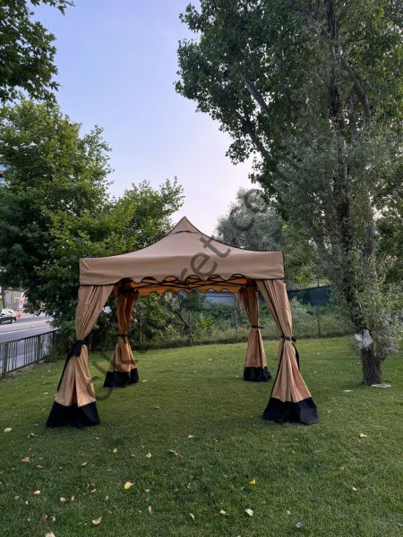 CLK 3x3 30 mm Garden Perdeler Hareketli Sürgülü Katlanabilir Tente Bahçe Çadırı Bej Krem