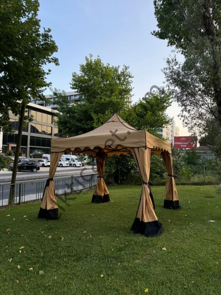 CLK 3x3 30 mm Garden Perdeler Hareketli Sürgülü Katlanabilir Tente Bahçe Çadırı Bej Krem