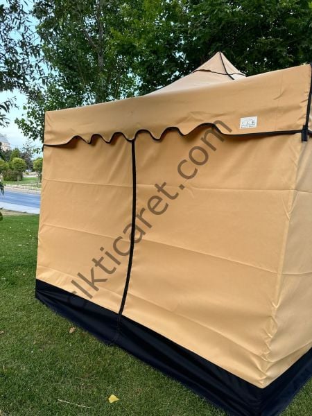 CLK 3x3 30 mm Garden Perdeler Hareketli Sürgülü Katlanabilir Tente Bahçe Çadırı Bej Açık Gri
