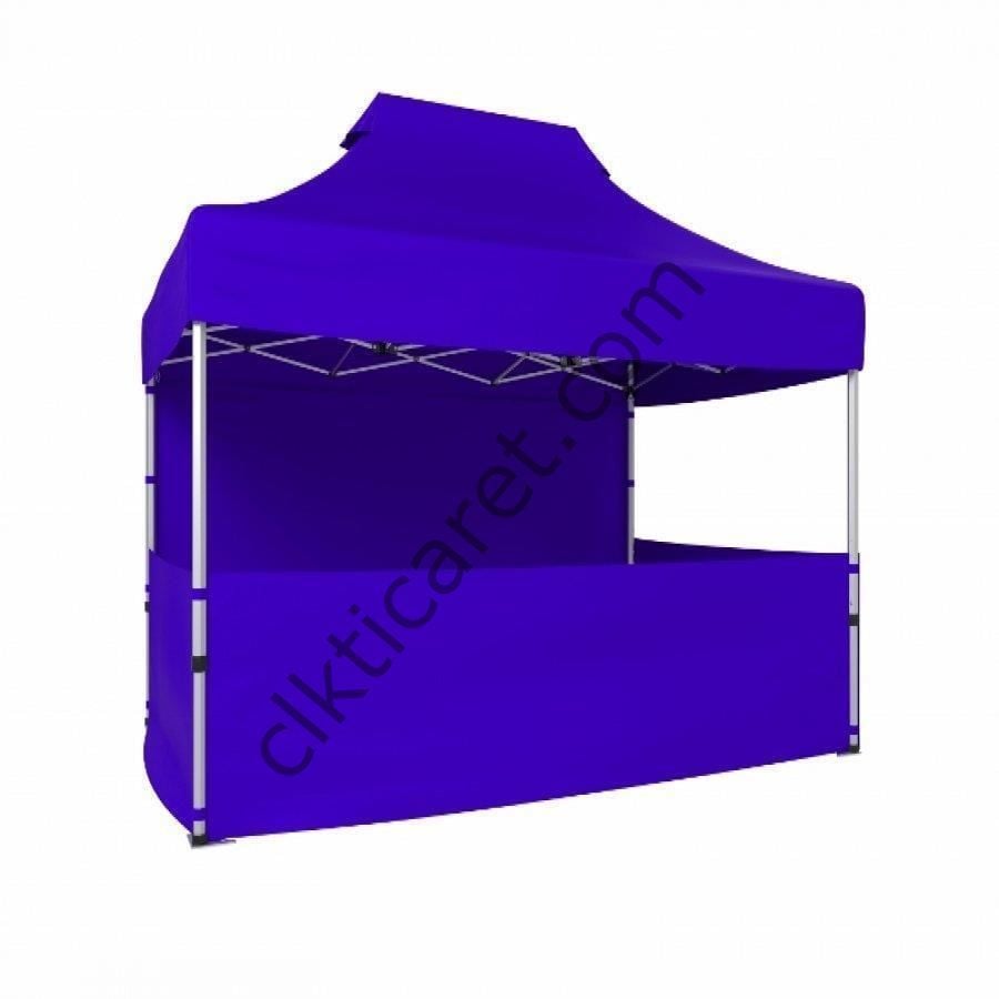 CLK 2x3 Katlanabilir Tente Gazebo Portatif Çadır 1 Tam Duvar 3 Yarım Duvar Saks Mavi