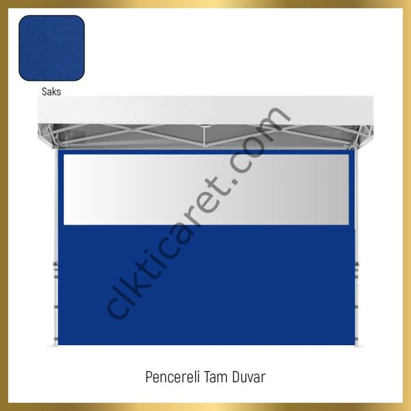 CLK 3x3 40 mm Katlanabilir Tente Gazebo Çadır Gazebo Çadır 3 Yan Duvarlı 2 Pencereli Sarı